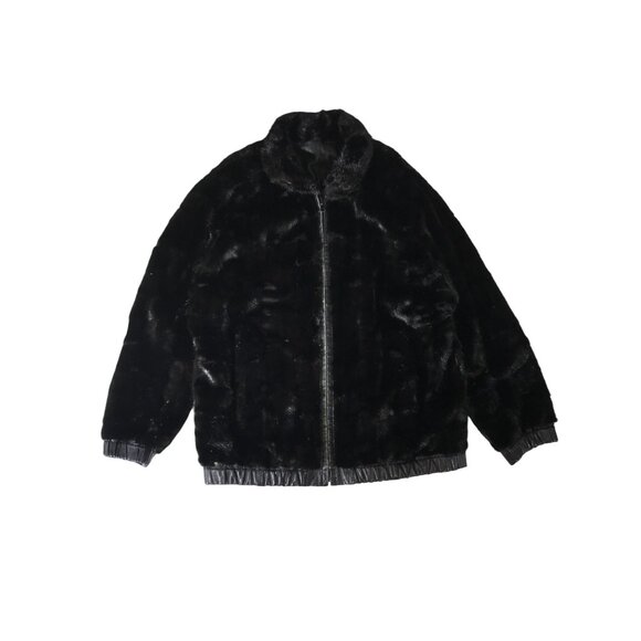 Vintage Unisex Black Reversible Genuine Mink Finland Origin Fur/Leather Jacket